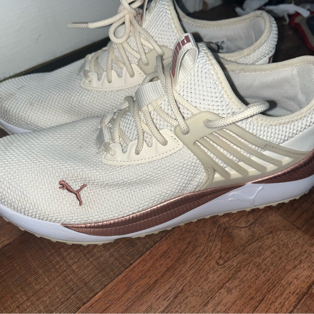 Puma Cream and Brown Sneakers with Modern Silhouette
